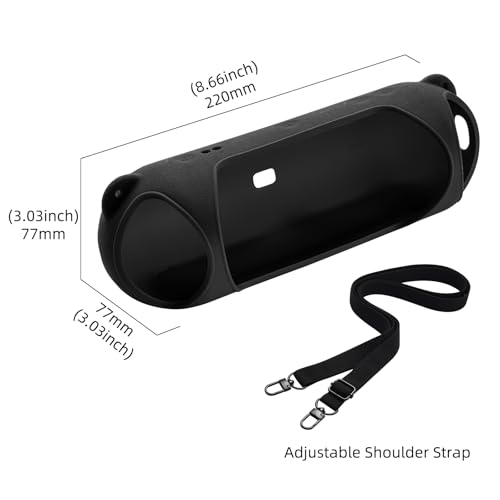 Silicone Case Compatible with Beats Pill Wireless Bluetooth Speaker,Travel Silicone Protective Cover with Shoulder Strap for Beats Pill Bluetooth Speaker (Black) - color: Black
