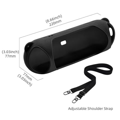 Silicone Case Compatible with Beats Pill Wireless Bluetooth Speaker,Travel Silicone Protective Cover with Shoulder Strap for Beats Pill Bluetooth Speaker (Black) - color: Black