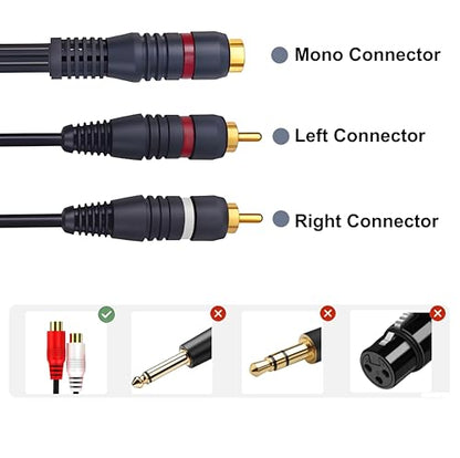 RCA Splitter 1 Female to 2 Male, RCA Cable Y Splitter Adapter, 2 Pack | 0.2M/0.65ft Audio Video Cord Extension for Subwoofer，Amplifier, Active Speakers, Hi-Fi System Dark Blue