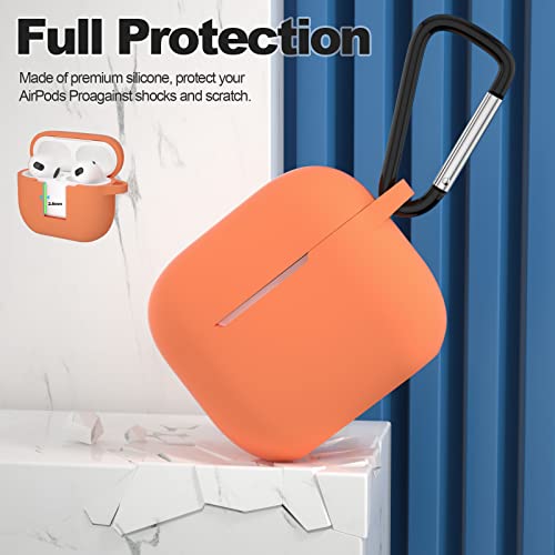 Compatible with AirPods 3 Case, Protective Silicone Cover for AirPods 3rd Generation Case 2021, Wireless Charging - Orange - color: C-Orange