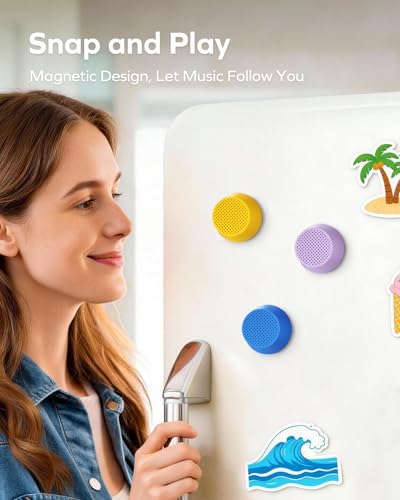 MOMAX Mini Portable Wireless Speaker - Magnetic Waterproof Speaker with Balanced Sound, 12H Playtime, Indoor Speaker True Wireless Stereo Pairing for Home, Bedroom, Bathroom, Gift Ideas, White - color: White