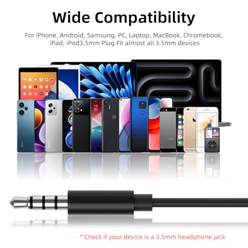 Wired Earbuds Headphones for Chromebook ThinkPad Laptops,3.5mm Plug | Noise Cancelling Ear Buds with Microphone,3,5mm Jack Earphones for Kindle Fire Tablet/Samsung A14 A15/Switch PC School,Black - color: Black