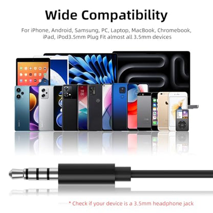 Wired Earbuds Headphones for Chromebook ThinkPad Laptops,3.5mm Plug | Noise Cancelling Ear Buds with Microphone,3,5mm Jack Earphones for Kindle Fire Tablet/Samsung A14 A15/Switch PC School,Black - color: Black