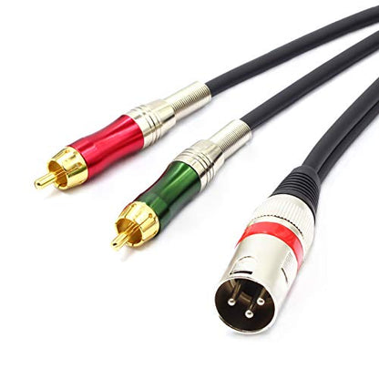 10FT XLR Male to 2 x Phono RCA Plug Adapter Y Splitter Patch Cable, 1 XLR Male 3 Pin to Dual RCA Plug Stereo Audio Cable Connector(3 M) - color: 3m (1XLR-2RCA)