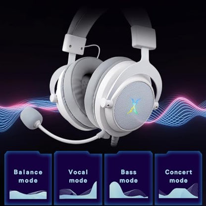 FOXXRAY HAU-37 USB Gaming Headset for PC, Computer Headphones with Microphone, 7.1 Surround Sound, 50MM Dynamic Drivers, RGB Light, Wired Headphones for PS4, PS5, Laptop - color: Black