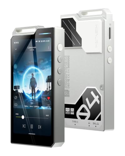 HiBy R4 Android MP3 MP4 Player with Spotify, 4 DAC & Class A Amp, MQA 16X HiFi Lossless Music Player with Bluetooth and WiFi, 3.5mm & 4.4mm Headphone Jack - color: Silver