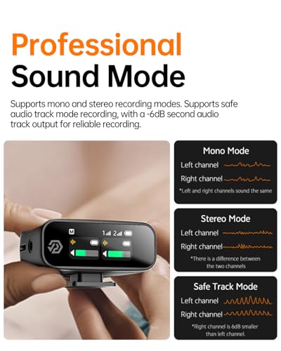PQRQP S20 Mic (2 TX + 1 RX + Charging Case), Mini Microphone for iPhone/Android/Camera, 48kHz/24-bit High Audio, AI Noise Cancelling, 48h Use, 820ft Range, Wireless Microphones for Vlog, Streaming - color: Matte Black