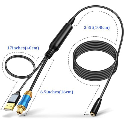 192KHz DAC Optical to 3.5mm Converter, Optical Audio Cable to AUX Adapter, Unidirectional from Digital to Analog SPDIF to 3.5mm Cable for TV Sound to Speaker Headphone with AUX-in Interface