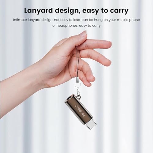MOSWAG USB C to 3.5mm Headphone Adapter, Typc C to 3.5mm Aux Headphone Adapter, USB C to Aux Audio Zinc Alloy Adapter for Samsung GalaxyS23 S22 S21 Ultra, Pixel 7/6 iPad Pro/Air/Mini | Hi-Fi Audio Converter and Microphone in Zinc Alloy High Resolution Com