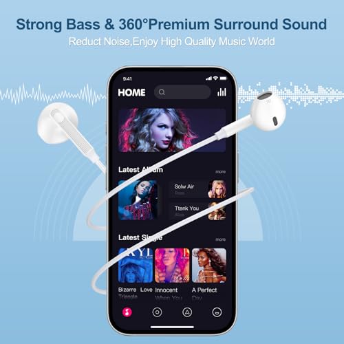 USB C Headphones Wired USB C Earbuds in-Ear Plugs for iPhone 17E/17 Pro Max - color: White