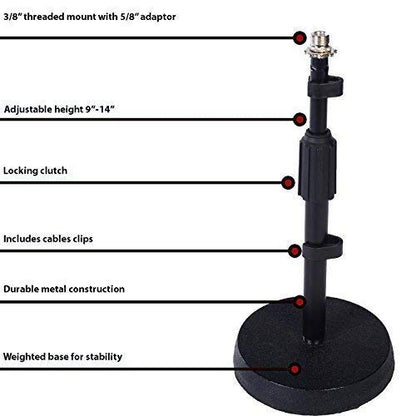 LyxPro Gooseneck Vocal Booth 40 Portable Acoustic Isolation Instrument Shield, Sound Absorbing Panel, with Adjustable Desktop Microphone Stand