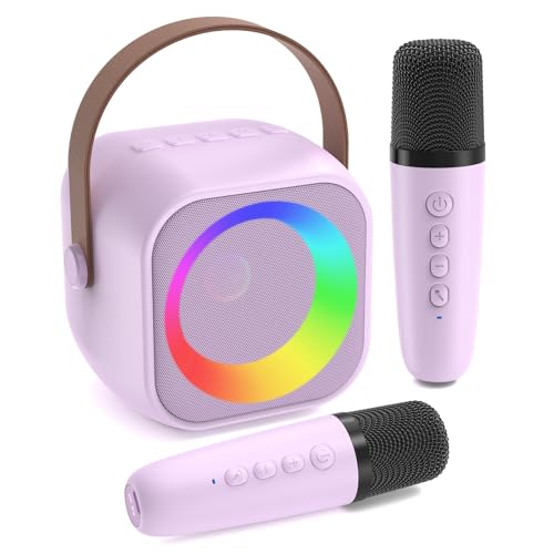 Karaoke Machine for Kids, Toys for 3-12 Years Old Girls Gifts, Kids Karaoke Microphone Machine Toy, Best Fun Christmas Birthday Gifts for 5 6 7 8 9 10 11 Years Teens Girl Boys Purple 2 Mic - color: Purple 2 Mics