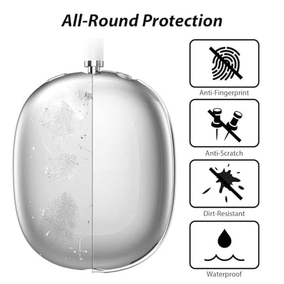 Soft Case Cover Compatible with AirPods Max Headphones, Clear Anti-Scratch Ear Pad Case Cover TPU Protective Ear Cups Covers Accessories, Anti-Dust Headband Cover Compatible with Apple AirPods Max