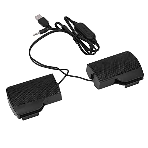 Zerodis Laptop Speakers, USB Powered Soundbar with Screen Clip, Stereo Computer Speaker for Monitor Desktop PC, Wired Mini Sound Bar with Passive Radiators, Plug and Play