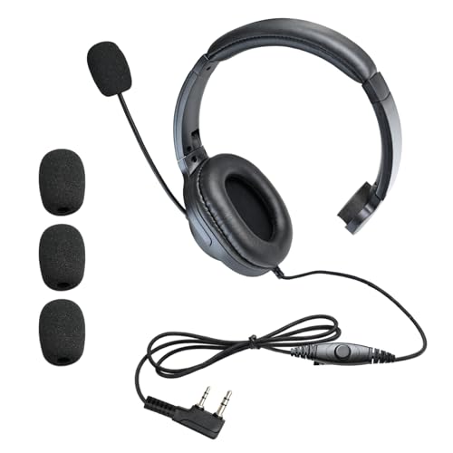 Walkie Talkie Over The Ear Headset Noise Reduction Earmuff Headphone Earpiece Ptt Boom Mic for Baofeng Retevis Sancom Kenwood uv5r uv 5r uv-5r rt21 rt22 2 Pin Radio(Big Earmuff Single Ear)