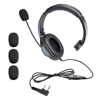 Walkie Talkie Over The Ear Headset Noise Reduction Earmuff Headphone Earpiece Ptt Boom Mic for Baofeng Retevis Sancom Kenwood uv5r uv 5r uv-5r rt21 rt22 2 Pin Radio(Big Earmuff Single Ear)