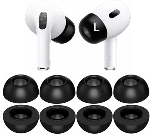 Foam Tips Compatible with AirPods Pro 3, Noise Cancellation， L Size Memory Foam Earbuds Covers Eartips Ear Cap 4 Pairs for AirPod Pro3 (2025 3rd Gen), Black Large p3fb4pl - size: L