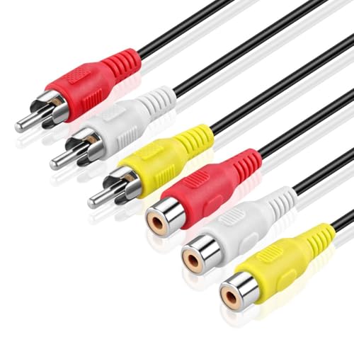 TNP 3 RCA Extension Cable, Male to Female AV Composite Cable, 6 Feet | Red, White and Yellow Connectors Extend Composite Video and Stereo Audio Links for Dvd Players, Tvs, Stereos and Amplifiers - size: 6FT