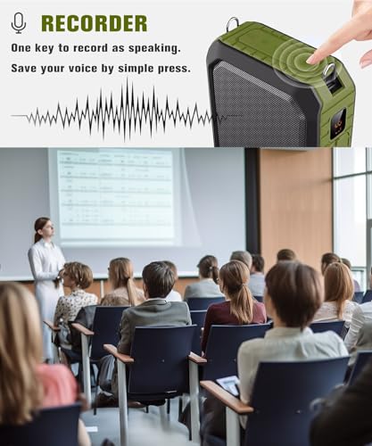 SHIDU Voice Amplifier for Teacher with Portable Microphone Waterproof | 18W Microphone with Speaker with Wired Mic Headset, IPX5 Waterproof Bluetooth Speaker Systems for Guide, Coach (NOT Wireless) - color: Green