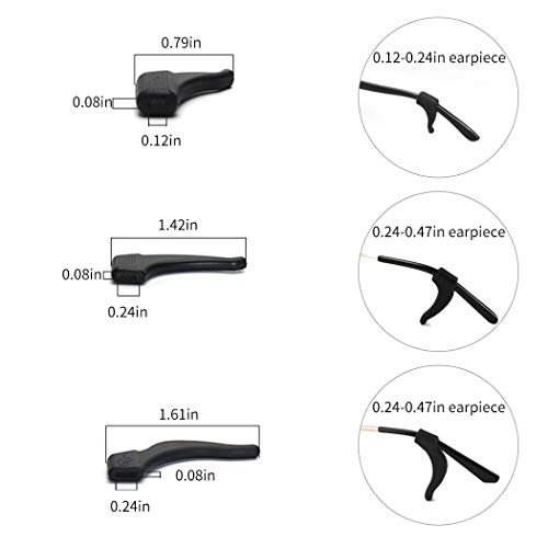 16 Pairs Eyeglasses Ear Grip Ear Hooks, Anti-Slip Holder Eyeglasses Stoppers Temple Tips Sleeve Retainer Eyewear Retainers Spectacle Stay For Eyeglasses, Sunglasses, Reading Glasses (Black) - color: Black