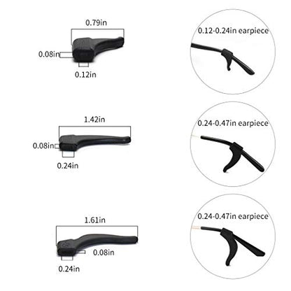 16 Pairs Eyeglasses Ear Grip Ear Hooks, Anti-Slip Holder Eyeglasses Stoppers Temple Tips Sleeve Retainer Eyewear Retainers Spectacle Stay For Eyeglasses, Sunglasses, Reading Glasses (Black) - color: Black