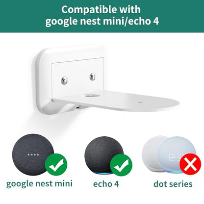 HomeMount Metal Wall Mount for Google Nest Mini & 4th Gen - Speaker Wall Mount Holder with Cable Management to Hide Messy Wires Space-Saving Accessories(White)