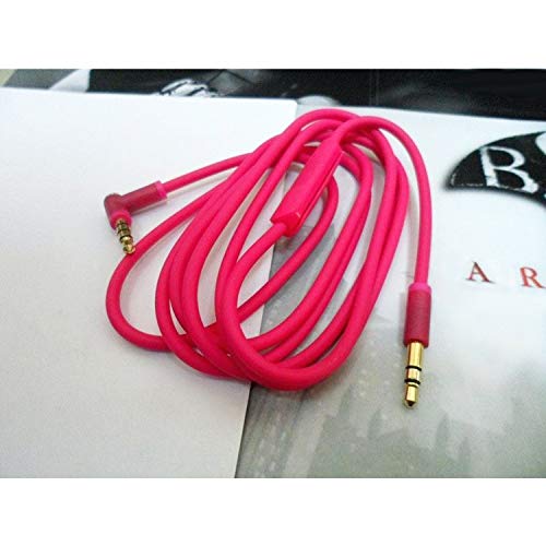 Replacement Audio Cable Cord Wire with in-line Microphone and Control Compatible with Beats Headphones Solo, Studio, Pro, Detox, Wireless, Mixr, Executive, Pill (Pink) - color: Pink