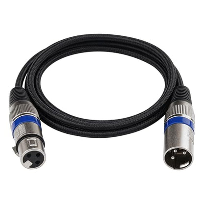 XLR Cable 3ft 3Pin XLR Male to Female Microphone Cable, 2-Pack | Short XLR Cable 26AWG Tinned Copper Nylon Braided Mic Cord for Mixer, Speaker Systems, Sound Equipments, Effector, Amplifier