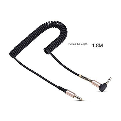 Socobeta Audio Cable 3.5mm Male to Male Spring Aux Cable L-Shaped & I-Shaped Retractable Cord for Car Audio Earphone