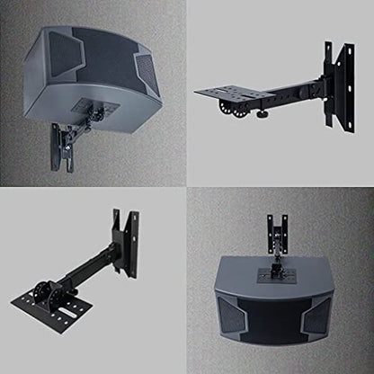 Entertainment Center Shelves Audio Stand Speaker Wall Mount Bracket Retractable Speaker Stand Media Equipment Hanger Load-Bearing 45kg Black Suitable for DVD Players, Cable Boxes