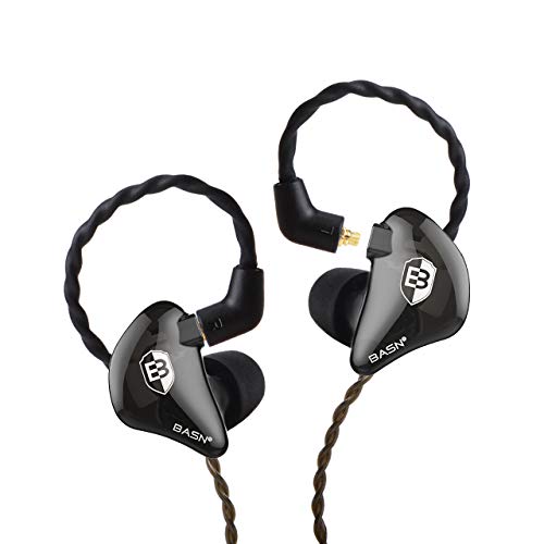 BASN Bsinger 2nd Generation in Ear Monitor Headphones for Musicians, Black | Sound Isolating Earphones with Dual Dynamic Drivers Detachable MMCX Cable - color: Black