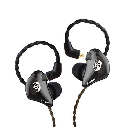 BASN Bsinger 2nd Generation in Ear Monitor Headphones for Musicians, Black | Sound Isolating Earphones with Dual Dynamic Drivers Detachable MMCX Cable - color: Black