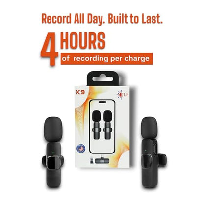 JLB Wireless Lavalier Lapel Microphone 2-Pack for iPhone, iPad & USB-C