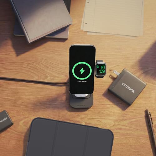 OtterBox 3-in-1 Wireless Charging Stand, Black | MagSafe Charging Station for iPhone, Apple Watch & AirPods, 45W Wall Charger & 6ft USB-C Charging Cable Included - color: Black, style: 3-in-1