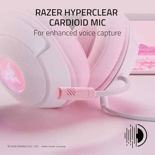 Razer Kraken Kitty V2 USB Wired Headset w/Kitty Ears, Hello Kitty Edition