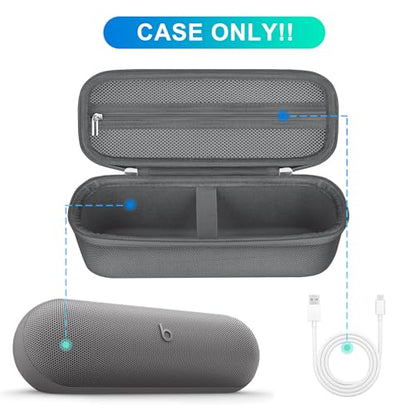 BOVKE Carrying Case Compatible with Beats Pill x Kim Kardashian - Wireless Bluetooth Speaker, Beats Pill Portable Speaker Holder Bag with Extra Mesh Pocket for Charging Cables, Gray+Gray - color: Gray+Gray