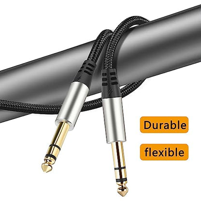 Pack of 2 TRS Instrument Cable 1/4 Inch Straight 6.35mm Male Jack Nylon Braided Studio Cord (16 Feet-2 Pack) - style: 16 Feet-2 Pack