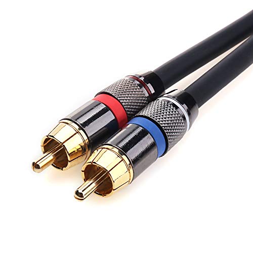 Tisino 2 RCA to 1/4" TRS Stereo Audio Y Splitter Insert Cable, 6.6 FT/2m | 1/4" TRS to 2 RCA Male Cable for Mixer, Amplifier, Home Theater, Gold-Plated Shielded OFC Breakout Cord - size: 6.6 feet