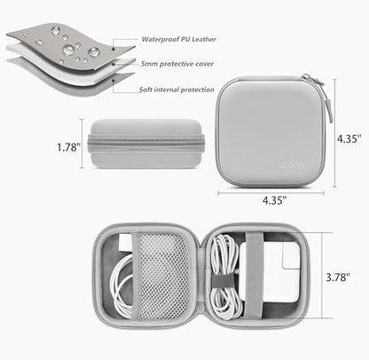 Small Travel Carrying Storage Case, 4.4"x4.4" Charger Organizer, Pouch compatible with MacBook Power Adapter, Laptop Accessories Cables, Cords, USB Drives, Earphones | Portable travel pouch, holds MacBook power adapter, cables, USB drives, earphones and s
