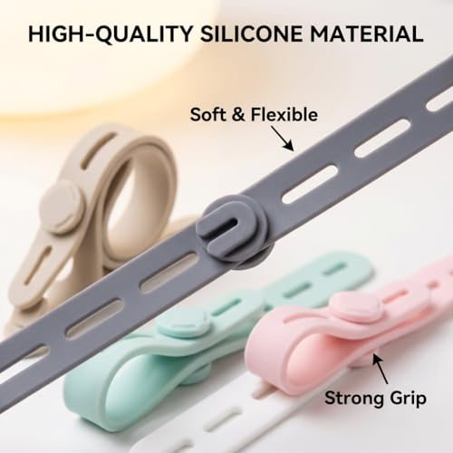 10Pcs Silicone Cable Ties, Reusable Adjustable Cord Straps - color: 10pcs- Cable Ties