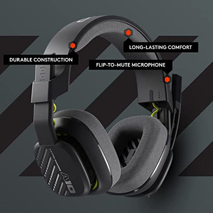 Astro A10 Gaming Headset Gen 2 Wired Headset, Over-Ear Gaming Headphones, Lightweight & Damage Resistant, Flip-to-Mute Microphone, 32 mm Drivers, Compatible with PS5, PS4, Nintendo Switch, PC - Black - color: Black