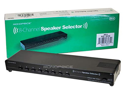 Monoprice 108230 8-Channel Speaker Selector - Black With Impedance Matching Protection, Up To 200 Watts Per Ch. Perfect for Home Theater Audio