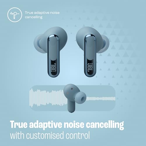 JBL Live Beam 3 - True Wireless Noise-Cancelling Stick-Closed Earbuds, 48Hrs Total Playback, Wireless Charging, 6 Mics for Perfect Calls, Multi-Point Connection, IP55 Waterproof and dustproof (Blue) - color: Blue