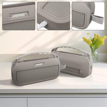 co2CREA Soft Silicone Case for Bose SoundLink Flex 2nd Gen, Sandstone | Skin-Friendly Handle, Adjustable Shoulder Strap, Crossbody Carrying, Aluminum Carabiner, Lightweight - color: Sandstone Case