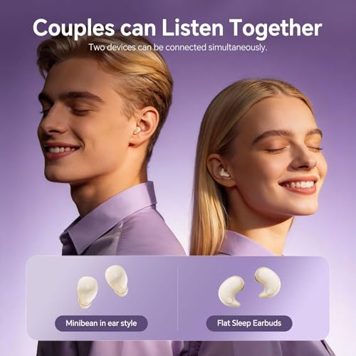 Xmenha Flat Sleep Mini Invisible Earbuds Wireless Bluetooth, Side Sleepers Flat Sleeping Small Tiny Micro Ear Buds Small Ears Low Profile Smallest Discreet Hidden Earbuds Headphones for Work 2-Pack - color: Beige