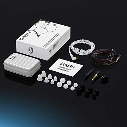 BASN Bmaster Triple Drivers in Ear Monitor Headphone with Two Detachable Cables Fit in Ear Suitable for Audio Engineer, Musician (White) - color: White