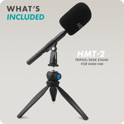 Movo HMT-2 Tabletop Tripod Microphone Stand for Movo WMX-HM and Rode Interview Go Handheld Wireless Mic Adapters. Perfect for Podcasting, Vlogging, Content Creators, and More