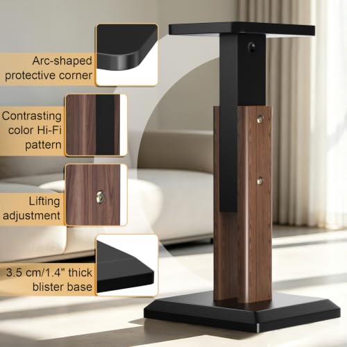 Height Adjustable Speaker Stands Pair 17.7 to 25.6 Inch, Wood Grain - color: Wood, size: 17.7''to 25.6''