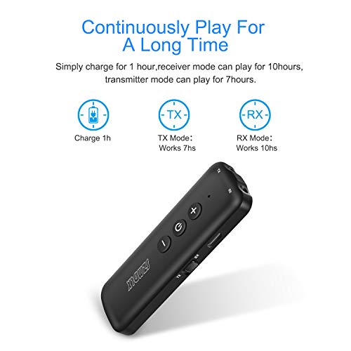 Bluetooth 5.3 Transmitter 3 in 1,Bluetooth Receiver,Wireless Adapter, Bluetooth Audio Adapter with 3.5mm AUX Stereo Output for TV, PC, car, Headset, Headphone, Earphone, Earbud