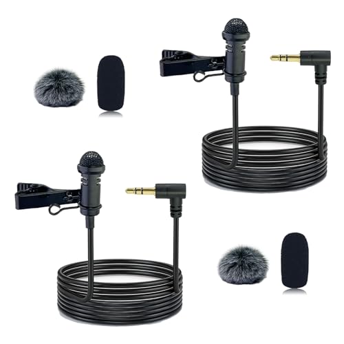 2Pcs Lavalier Microphone Compatible with DJI MIC 1/2 | and for Rode Wireless GO II Transmitters, Angled 3.5mm TRS Plug Omnidirectional Mic for Streaming Vlog Interview, 1.5M - size: 3.5mm TRS Plug Only for DJI Angled plug